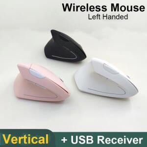 2.4G 무선 핑크 마우스 왼손잡이 수직 인체 공학적 컴퓨터 게임 일시 중지 USB 광학 1600 인치 당 점 5D 게