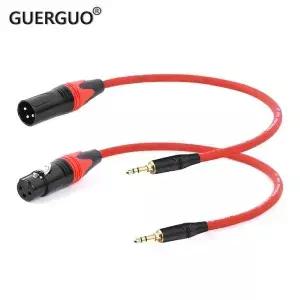 GuerGuo XLR 암 수 케이블 균형 1/8 인치 미니 잭 TRS 스테레오 마이크 오디오 3.5mm3 핀 0.15m