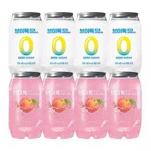 브이톡 2종 혼합 8개 (핑크복숭아에이드 4캔 + 제로레몬에이드 4캔)