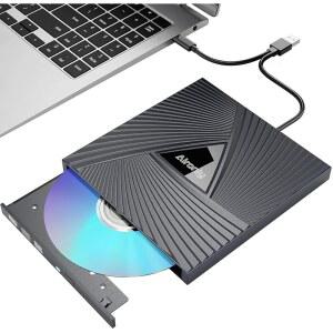 노트북 /PC용 Alronly 외장 CD /DVD 드라이브, 컴퓨터용 USB 3.0 Type-C 휴대용 플레이어 DVD + /-RW 디스크 드라이브 버너 라이터 리더 데스크톱 Windows (기능 인터페이스)과 호환됨