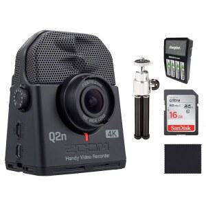 ZOOM Q2N 4K 삼각대 핸디 비디오 카드 16GB SD 레코더 충전식 배터리