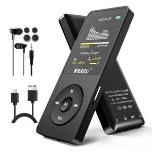 eAj 블루투스 5.3을 지원하는 RUIZU 64GB MP3 플레이어, 스포츠 러닝용 휴대용 음악 플레이어, FM 라디오, 음성 녹음기, 이퀄라이저, 80H 디지털 오디오 비디오 셔플 재생 재개, 최대 128GB 마이크로 SD 카드