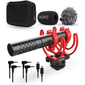 eAj 카메라용 Movo X1-미니 비디오 샷건 마이크 - 슈퍼카디오이드 3.5mm /USB-C 아날로그 / DSLR, 및 안드로이드 스마트폰, 컴퓨터용 디지털 카메라 마이크 - 캐논 EOS, 니콘, 소니와 호환 가능