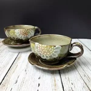 거친분청 해바라기 부부 커피잔 2인세트 240ml 찻잔세트 예쁜커피잔 (WBF4760)