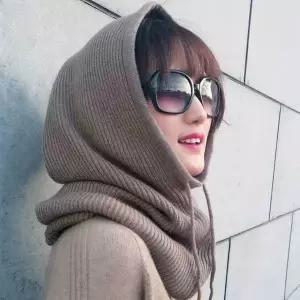 여성 따뜻한 폴라 니트 페이크 후드 넥워머 폴라티 목토시 등산넥워머 (WD51311)