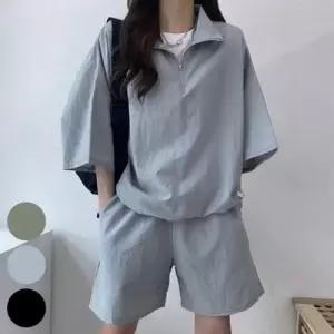 빅사이즈 여성큰옷 셋업 반바지 307J677S 반팔 반집업 WD8BDBB