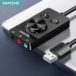 SAMZHE-USB 사운드 카드 오디오 인터페이스 외장형 3.5mm 마이크 어댑터 노트북 및 PS5/4 용 헤드셋 USB