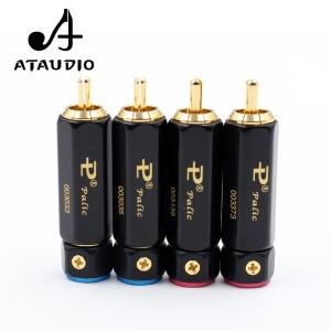 ATAudi 호환O 금도금 HIFI RCA 플러그 하이엔드 자동 잠금 A/V 커넥터 DIY 오디오 케이블용 4 개