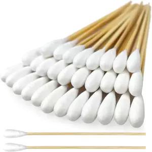 반려동물 청소용 엑스포뮬러 6인치 길이 면봉 대나무 손잡이 귀 솔루션 용품 큰 100개