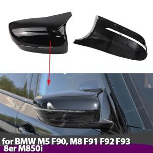BMW 호환 M5 F90 M8 F91 F92 F93 8 시리즈 M850i 왼손잡이 전용 스타일 백미러 커버 캡 페인트 탄소 섬유
