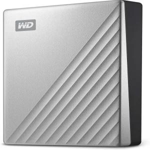 WD 2TB My Passport 울트라 실버 휴대용 외장 하드 드라이브 랜섬웨어 방지 및 비밀번호 보호 기능이 있는