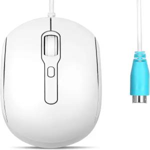 Perixx PERIMICE-222PW 유선 PS/2 광학 마우스 - 긴 5.9피트 케이블 1200/1600/2000 DPI 디자인 흰색