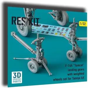 레스킷 RSU32-0088 1/32 F-14A 톰캣 랜딩 기어와 타미야 키트용 가중 휠 세트 (3D 프린팅)