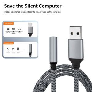 USB 외장 사운드 카드 3.5mm 잭 여성용 오디오 어댑터 헤드폰 마이크 PC 노트북용 to 케이블