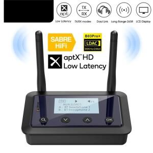 1Mii B03Pro+ 블루투스 5.3 송수신기 오디오 aptX LL HD CSR8675 LDAC 어댑터 (TV PC용 화면 포함) #