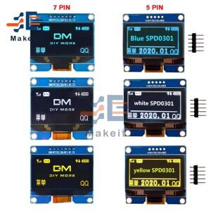 1.54 인치 OLED 모듈 5 핀 7 흰색 파란색 노란색 SPI IIC I2C 인터페이스 SSD1309 SPD0301 드라이버 128x64