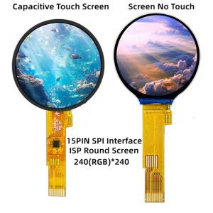 TFT LCD 정전식 원형 스크린 IPS 1.28 인치 15 핀 SPI 262K 컬러 GC9A01 IC CST816D 터치 IC240(RGB)x 240