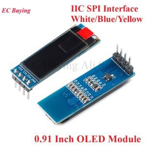 아두이노용 OLED 모듈 LCD 디스플레이 IIC I2C SPI 인터페이스 SSD1306 0.91 인치 화면 흰색 파란색 128x32