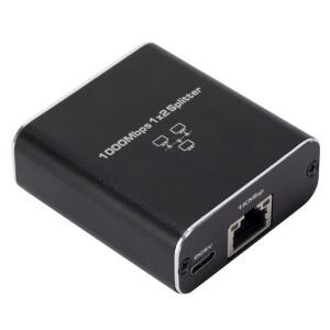 1000Mbps 인터넷 분배기 1:2 USB 전원 케이블 포함 RJ45 이더넷 커플러 PC TV 박스 라우터 공유기