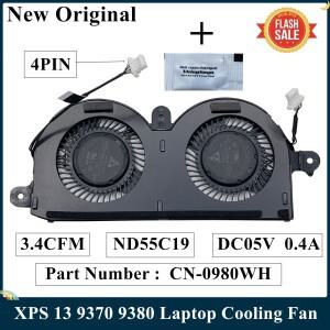 LSC Dell XPS 13 9370 노트북 CPU 냉각 팬용 새 원본 3.4CFM ND55C19 DC05V 0.4A 4PIN DP/N 0980WH