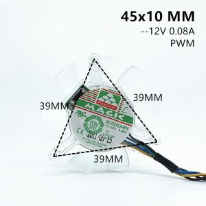 45MM VGA 냉각 팬 구멍 피치 39mm MG 호환T5012LR-W10 12V 0.08A 고 조용한 50mm 그래픽 카드 블레이드 4핀