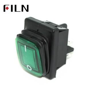FILN-KCD4 T85 15A 방수 실버 접촉 순간 토글 스위치 빨간색 파란색 led 220V 12V 4 핀 on off 해양 보트