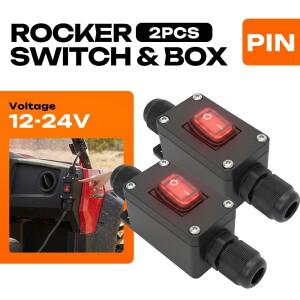 FILN2PCS 12V-24V 10A 방수 로커 스위치 박스 해양 보트 RV UTV용 3핀 ON-OFF LED 인라인 PA66 난연성