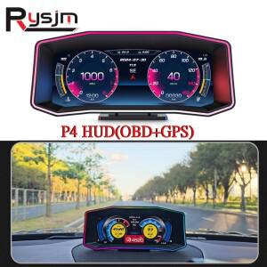 다기능 스마트 자동차 속도계 경사 계량기, P4 OBD2 + GPS HUD, 6.2 인치 스크린, 헤드업 디스플레이, 자동