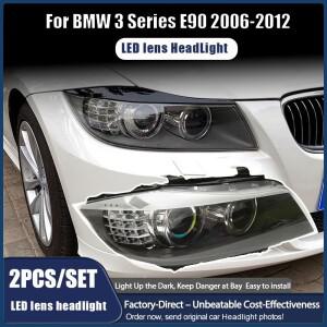 BMW E90 316i 318i 320 328 330i 2005-2012 개조용 전조등 2개, LED 엔젤 아이 주간 주행등 포함