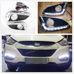 2 pcs 자동차 led drl 현대 ix35 ix 35 2010 2011 2012 2013 자동차 스타일링 led drl 주간 러닝 라이트 하