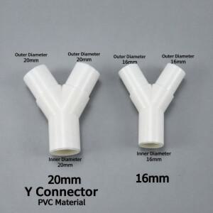 PVC 플라스틱 3방향 튜브 분배기 포크 모양 16mm 20mm 호스 배관 액세서리 호환 Y자형 커넥터