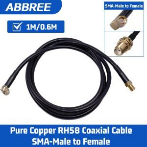 ABBREE RH58 동축 케이블 0.6M/1M SMA 남성-여성 순수 구리 50Ω 저손실 Baofeng UV-5R UV21 워키토키 Wi-F