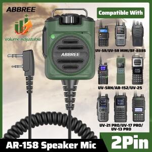 ABBREE AR-158 2핀 충전식 마이크 스피커 볼륨 PTT 탄젠트 (바오펑 UV 5R BF 888S 21 PRO 무전기용)
