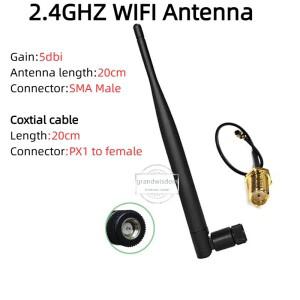 2세트 2.4GHz 와이파이 안테나 5dBi 게인 SMA 남성 및 동축 케이블 여성-여성 연결 PX1 RF 메쉬스타틱