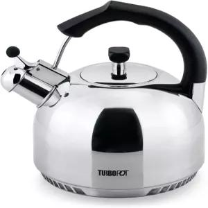 FreshAirTM 급속 끓이기 스테인리스 스틸 2.5 qt. 티 주전자 바이 터보 포트 레인지용 시간 및 에너지
