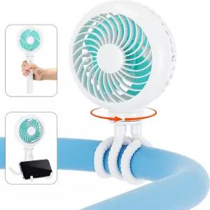핸드팬 휴대용 유모차 최대 근무 시간 부착형 클립 4000mAh 충전식 배터리 360 회전 유연 삼각대 카시트