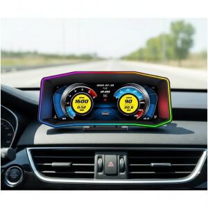 6.2인치 LCD OBD2 게이지 P4 속도 오일 압력 온도 자동차 계기판 HUD 헤드업 디스플레이  차량용
