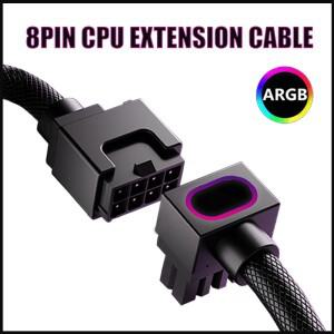 AIJS 8PIN CPU 컴퓨터 연장 케이블 30CM 단일 디자인 ARGB 90도 전원 코드