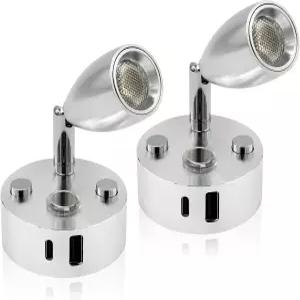 WTNYOU 12V LED RV 내부 리딩 라이트 디밍 가능 듀얼 USB 포트 터치 스위치가 있는 베드사이드 캠핑족 및