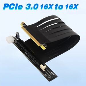 PCI Express 90도 직각 3.0 x16 연장 케이블 6핀 전원 공급 라이저 리본 (그래픽 수직용)