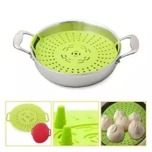 실리콘 찜기-약24cm(색상랜덤) 받침대 H약2.5cm 조리도구 만두찜 (W8459CA)