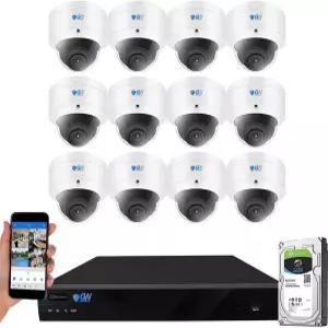 GW Security 16 채널 12MP NVR 울트라HD 4K 인체/차량 감지 PoE 카메라 시스템 12 x IP 마이크 135 FoV AI