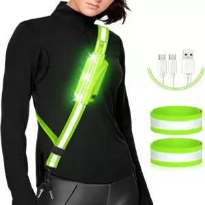 야간 보행을 위한 Ylzrs LED 벨트 반사식 새시 가시성 조절 가능한 러닝 안전 장비 러너 워커 남성용
