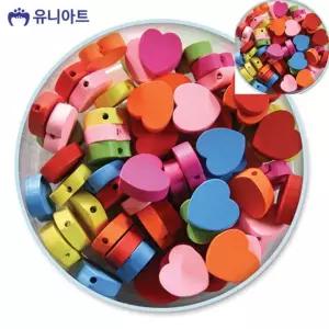 공예용품 미술만들기 미술교육 어린이만들기 공예재료 모양비즈 11번 나무비즈 하트