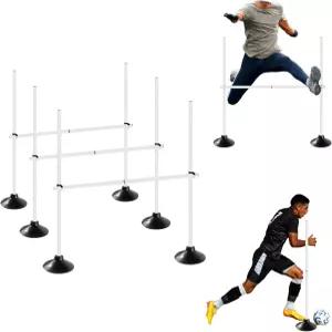 TNZMART 4.9피트 및 3.3피트 화이트 애자일 폴스 조절식 축구 스피드 트레이닝 장비 트랙 필드용 허들