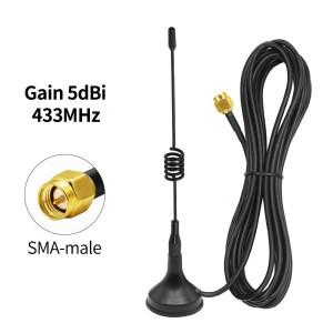 5dBi 433Mhz 자기 흡착 안테나 소형 베이스 장거리 라디오 SMA 남성 3M 케이블 무선 모듈 데이터 전송용