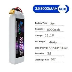 Teranty RC 자동차 탱크 드론 모델 쿼드콥터 FPV 레이싱 카용 리포 배터리 XT60 TRX EC5 3S 11.1V 8000mAh