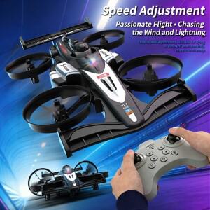 2026년 신형 2-in-1 RC 비행 자동차 드론 2.4G 무선 조종 공중/지상 듀얼 쿼드콥터 LED 포함 어린이 생일