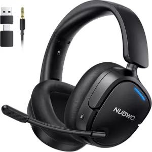PS5 PC 노트북 Mac용 NUBWO 무선 게이밍 헤드셋 7.1 서라운드 사운드 노이즈 캔슬링 마이크 20ms 저지연