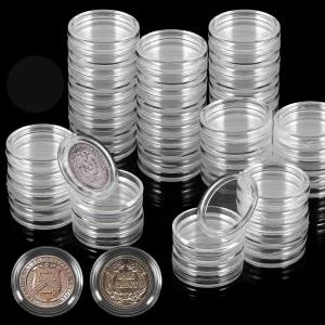 360 PCS 원형 동전 케이스 캡슐 직경 20mm 위한 투명 플라스틱 홀더 및 페니 포장지 수집가용 보호 보관함